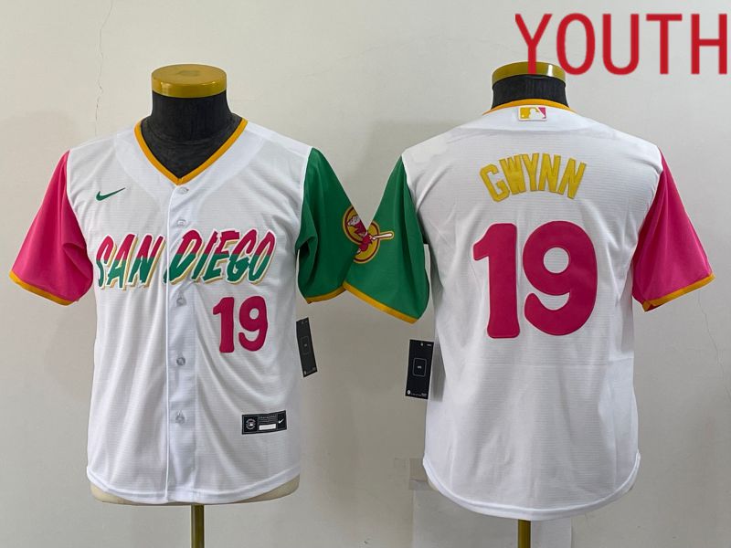 Youth San Diego Padres #19 Gwynn White City Edition Nike 2022 MLB Jersey->women mlb jersey->Women Jersey